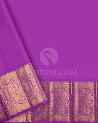 Peach And Lavender Traditional Kanjivaram Silk Saree - SVJ86