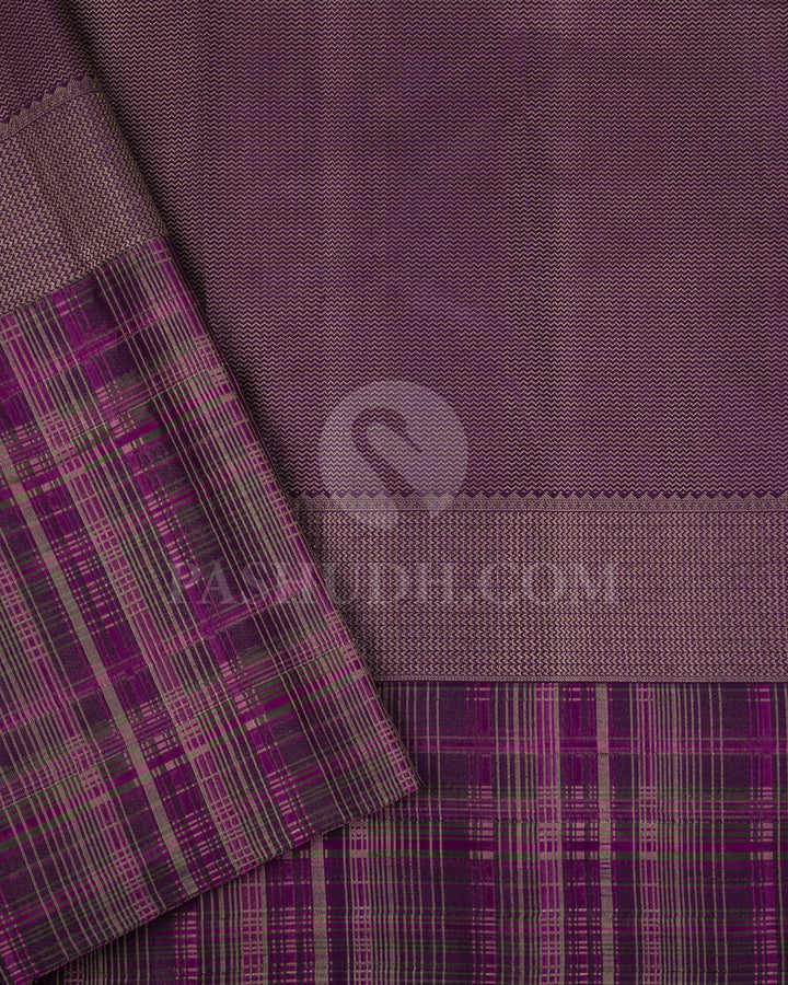 Violet and Forest Green Kanjivaram Silk Saree - D540(B)