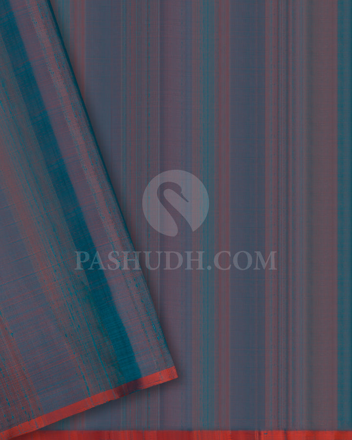 Bright Pink and Orange Shot Blue Soft Silk Saree - AC2