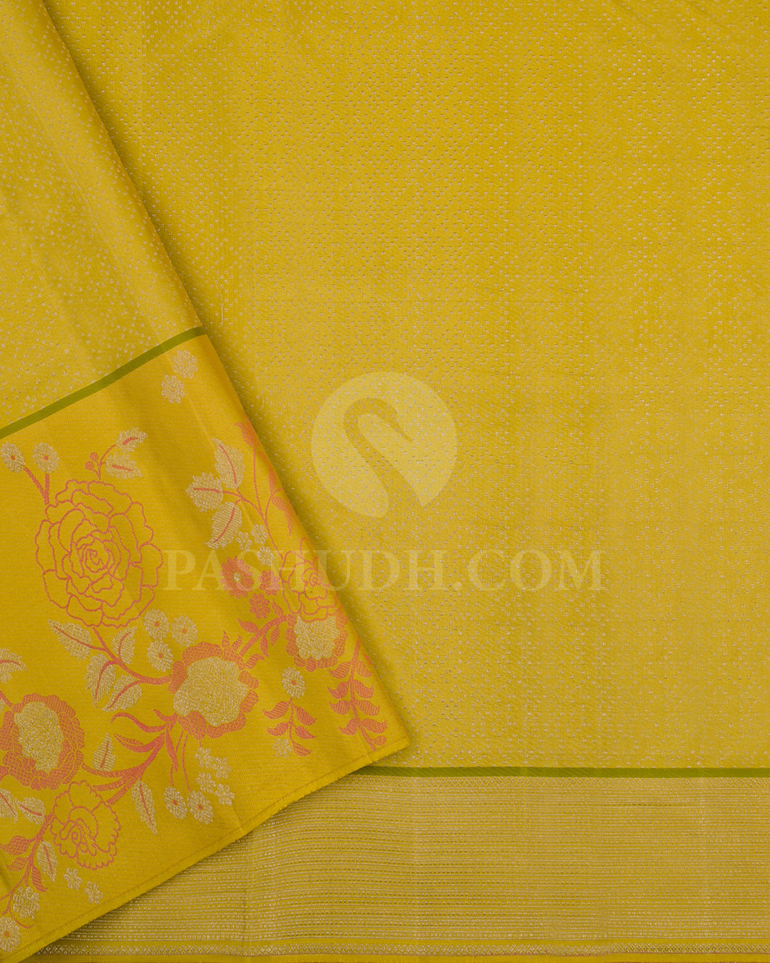 Baby Pink And Bumble Bee Yellow Kanjivaram Silk Saree - DJ344(A)