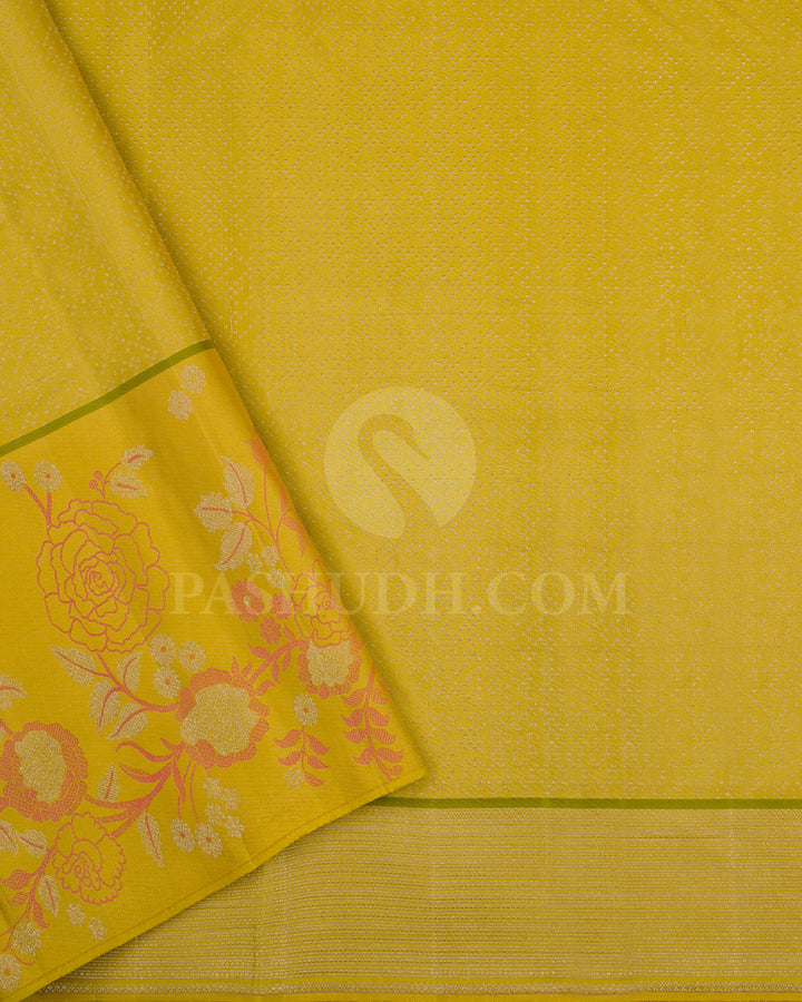 Baby Pink And Bumble Bee Yellow Kanjivaram Silk Saree - DJ344(A)