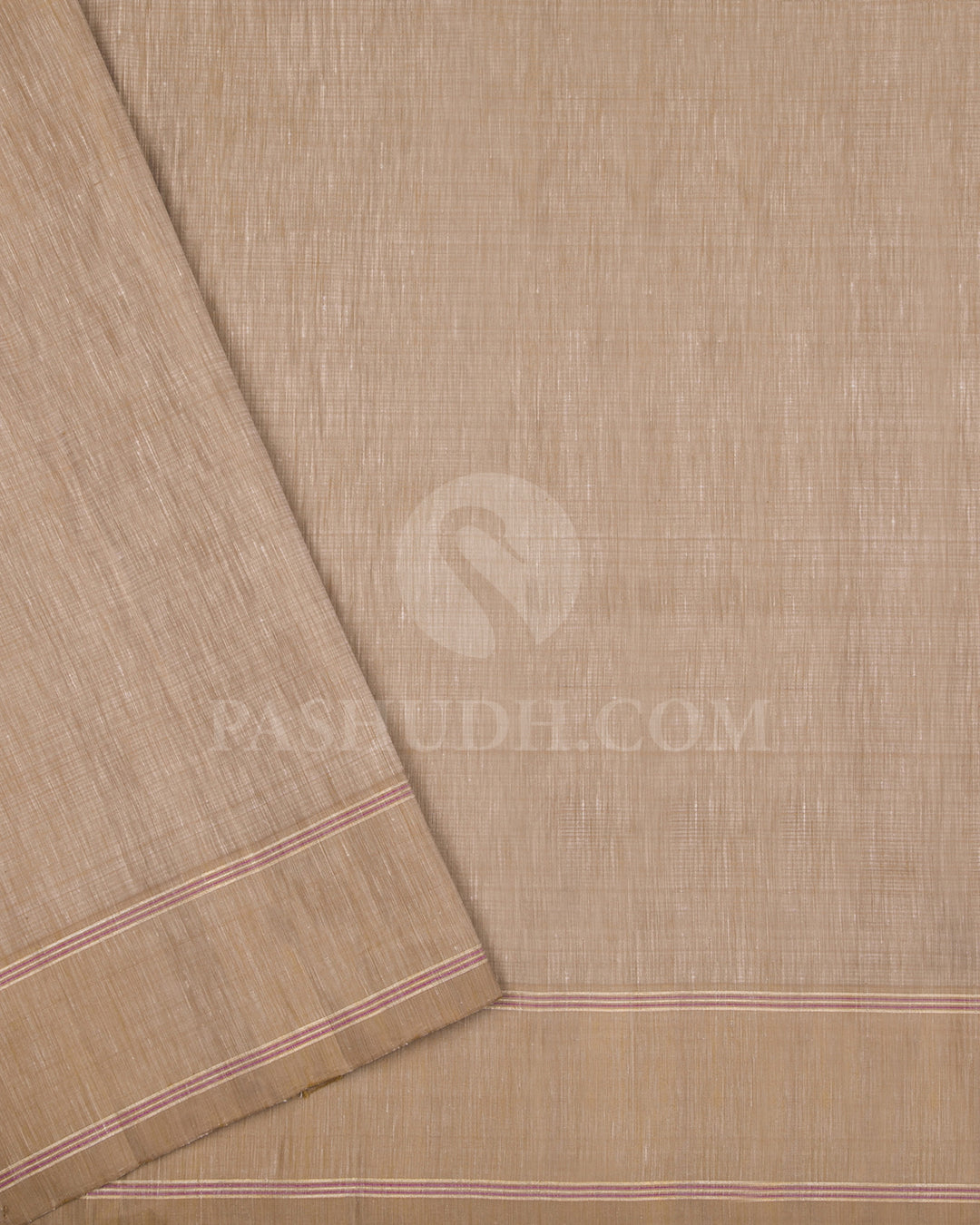 Peachy Pink and Khaki Linen Style Woven Traditional Kanjivaram Silk Saree - AK15