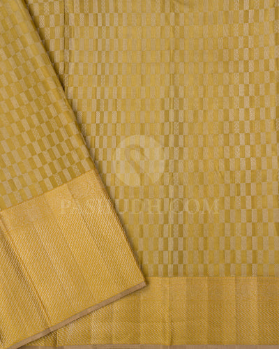 Dark Mustard And Golden Yellow Kanjivaram Silk Saree - D525(E)