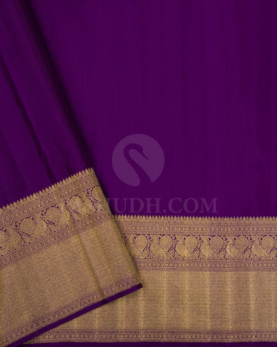 Violet Pure Zari Kanjivaram Silk Saree - P164(A)