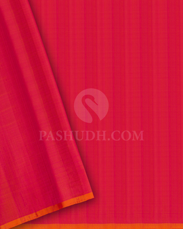 Orange and Pink Dupion Soft Silk Saree - AC6