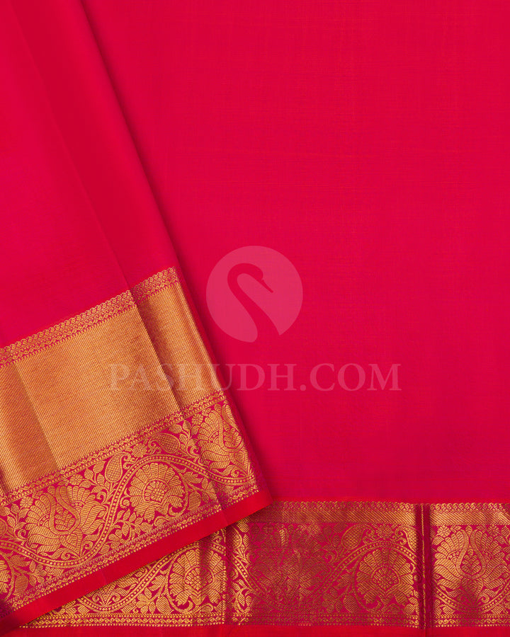 Orange Shot Pink Kanjivaram Silk Saree - BKF24