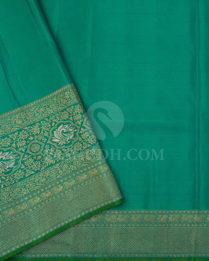 Baby Pink And Emerald Green Kanjivaram Silk Saree - S1339(B)