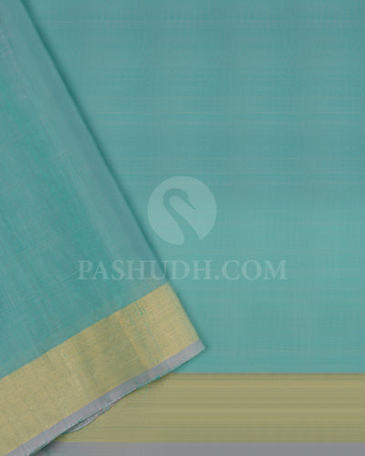 Mauve and Teal Dupion Soft Silk Saree - AC89