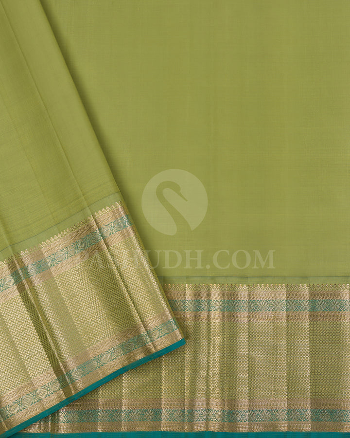 Ivory, Beige And Pear Green Kanjivaram Silk Saree - S1016(G)