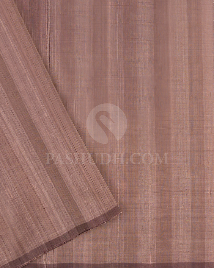 Dark Brown and Taupe Dupion Soft Silk Saree - AC32