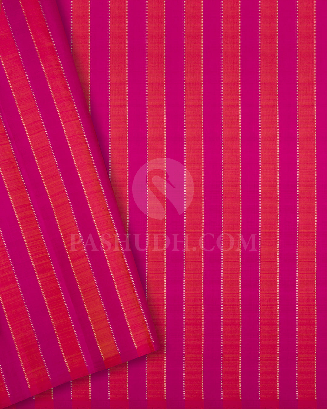 Forest Green And Rani Pink Borderless Traditional Kanjivaram Silk Saree - SVJ91