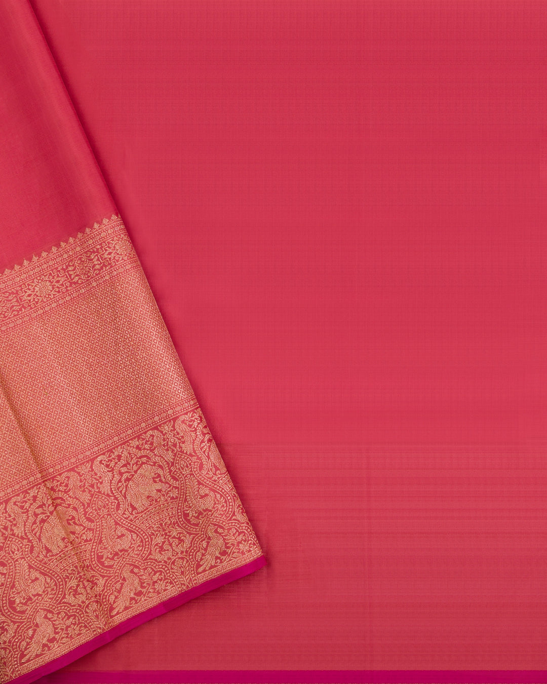 Antique Gold And Peachy Pink Shimmer Organza Kanjivaram Silk Saree - S1347(C)