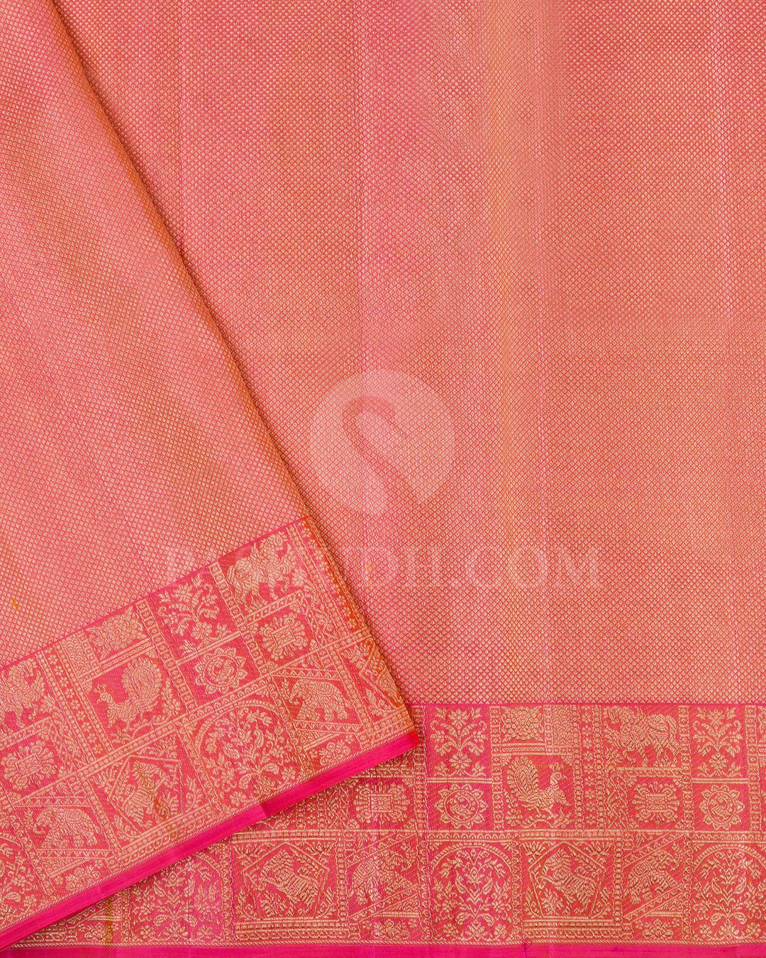 Mango Yellow And Candy Pink Kanjivaram Silk Saree - D567(B)