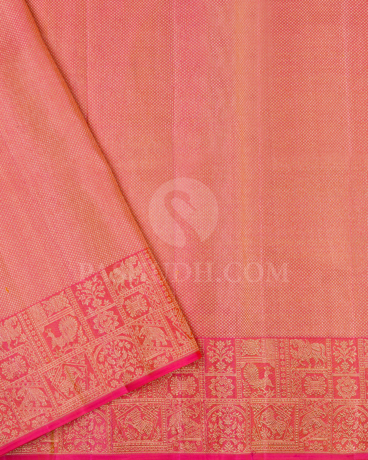 Mango Yellow And Candy Pink Kanjivaram Silk Saree - D567(B)