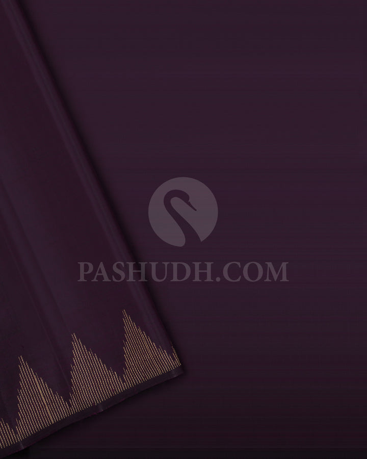 Aubergine And Pink Borderless Kanjivaram Silk Saree - S1378(A)