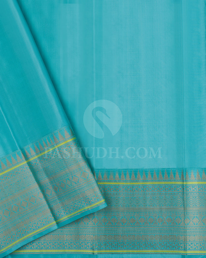 Violet Blue And Sky Blue Shimmer Kanjivaram Silk Saree - D603(A)
