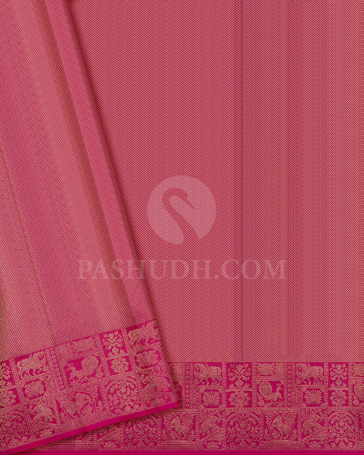 Purple And Candy Pink Kanjivaram Silk Saree - D611(A)
