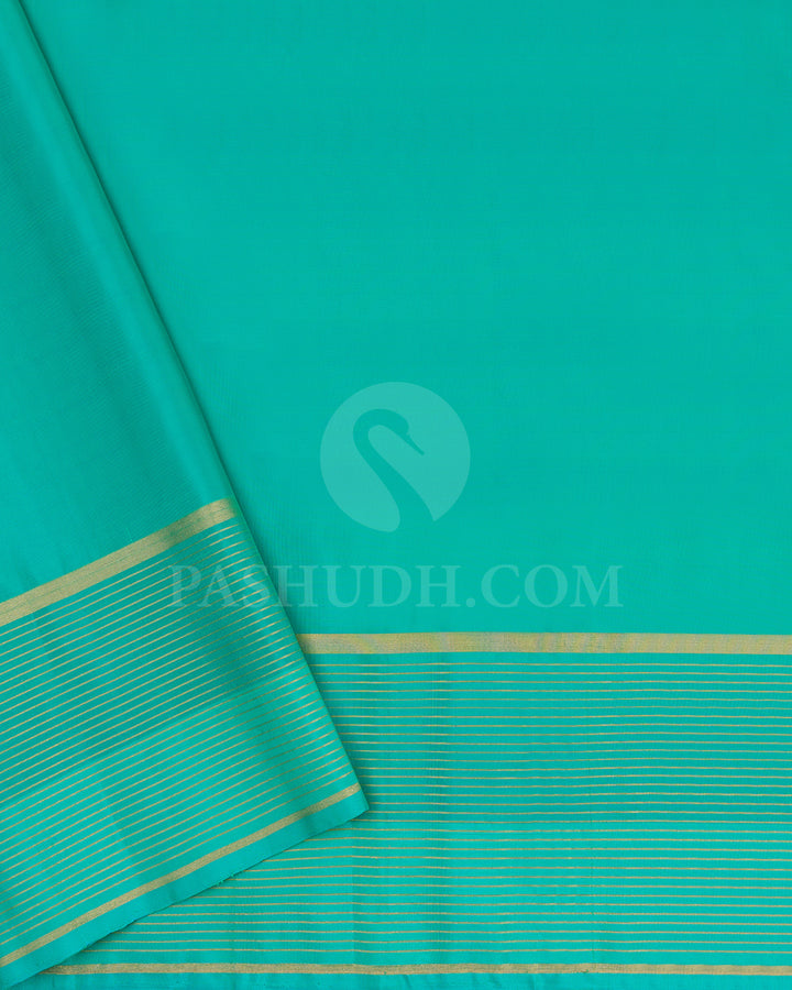 Beige and Turquoise Soft Silk Saree - AC79