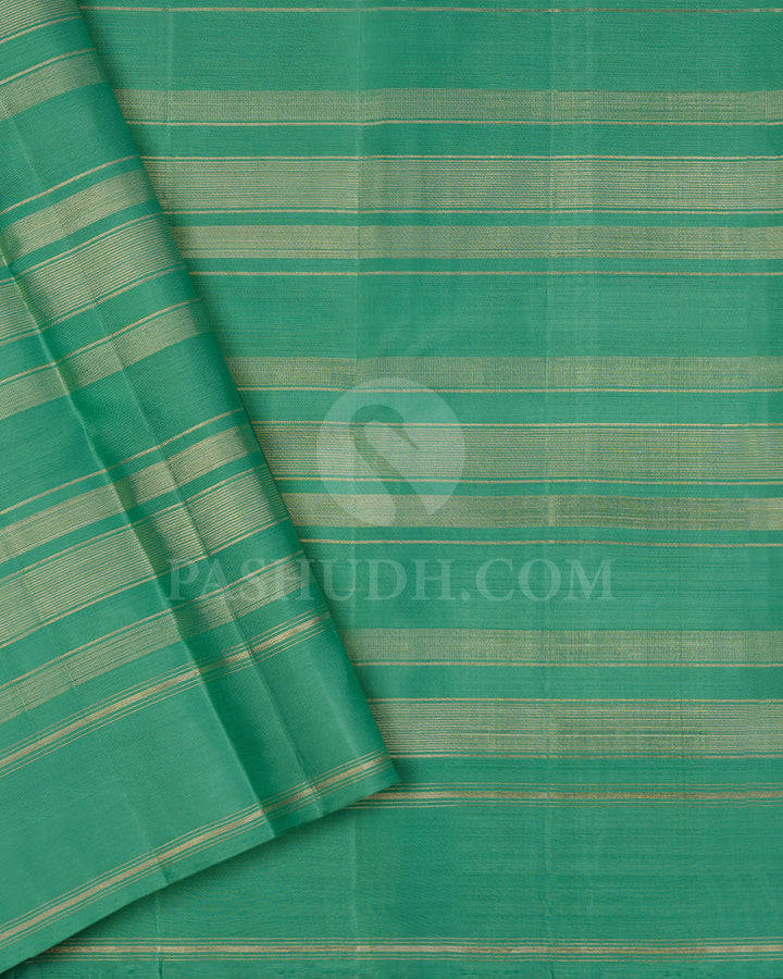 Violet , Rani Pink and Mint Green Kanjivaram Silk Saree - AK18