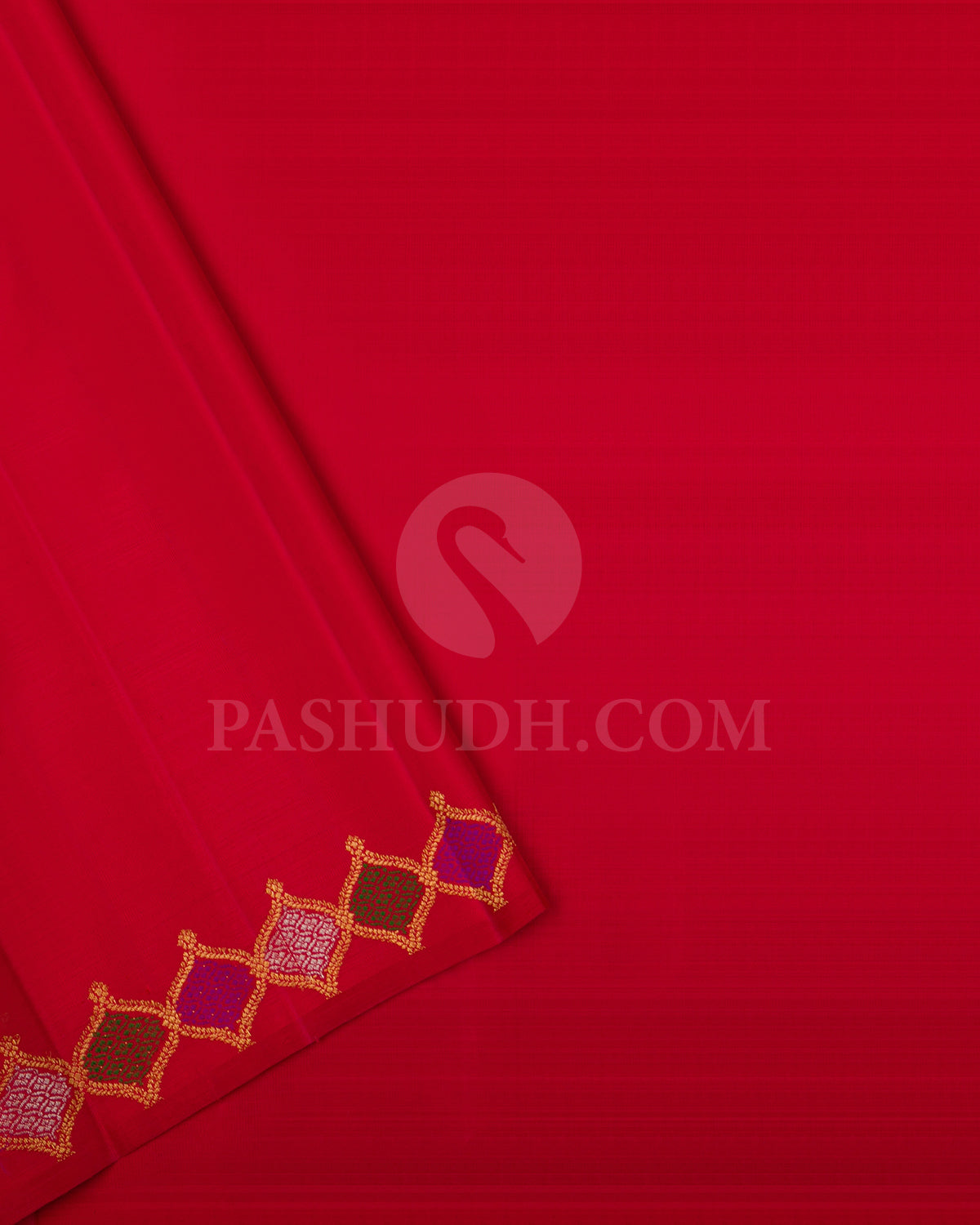 Royal Blue And Red Borderless Kanjivaram Silk Saree - S1362(A)