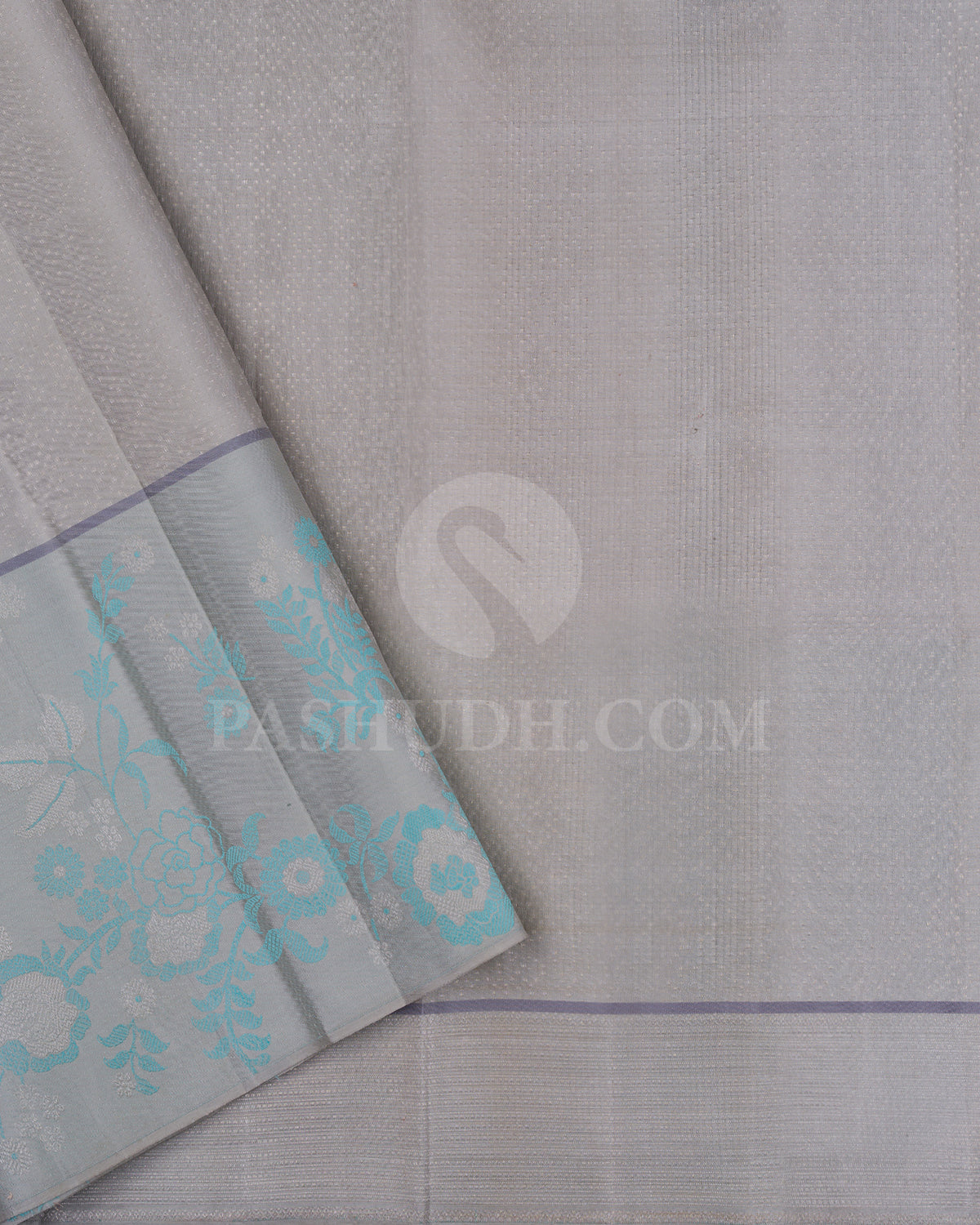 Sky Blue And Grey Kanjivaram Silk Saree - DJ344(B)