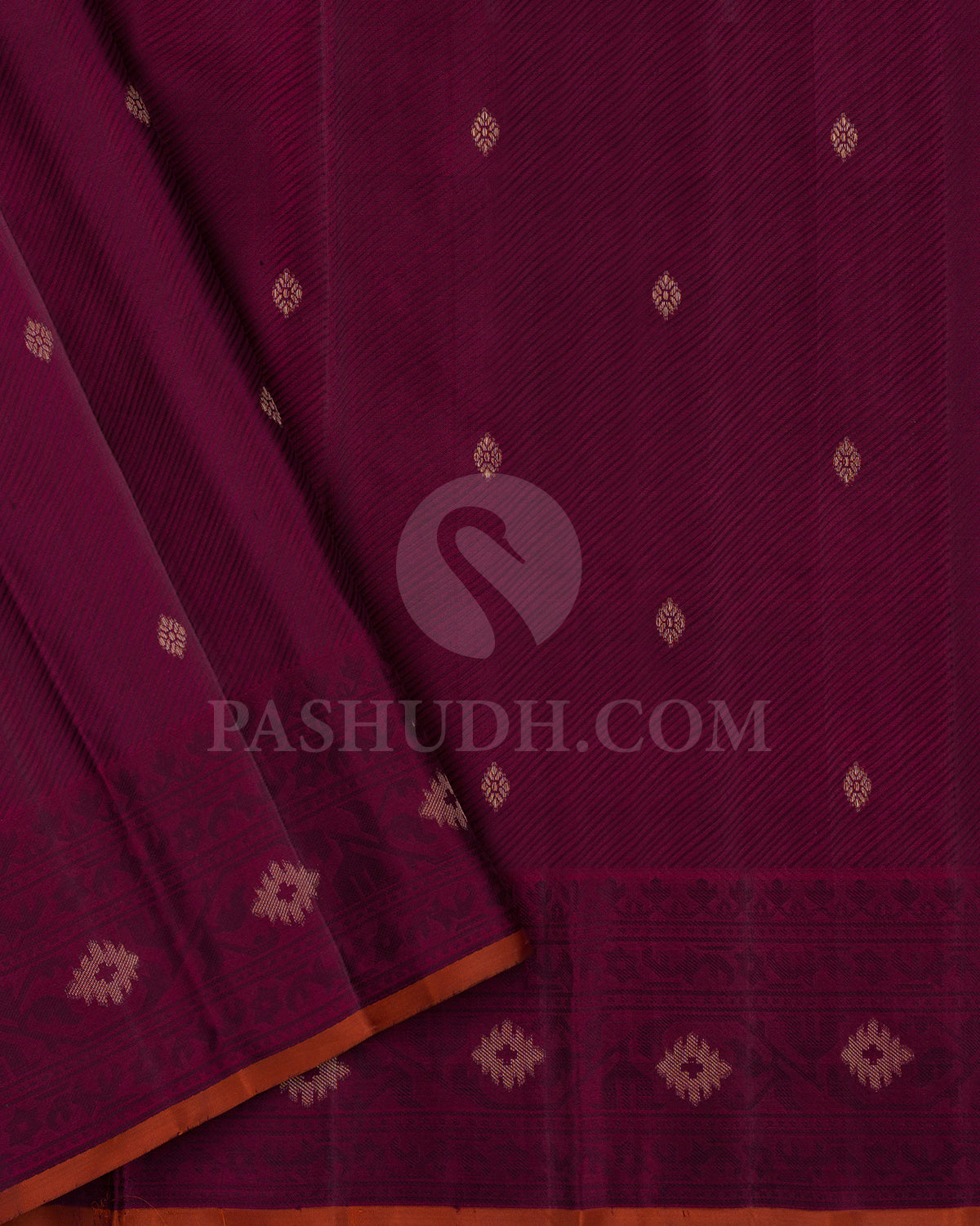 Wine And Maroon Kanjivaram Silk Saree - DJ342(A)