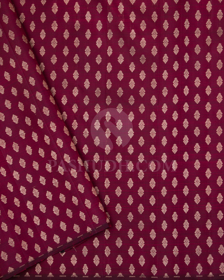 Maroon Borderless Traditional Kanjivaram Silk Saree - SVJ83