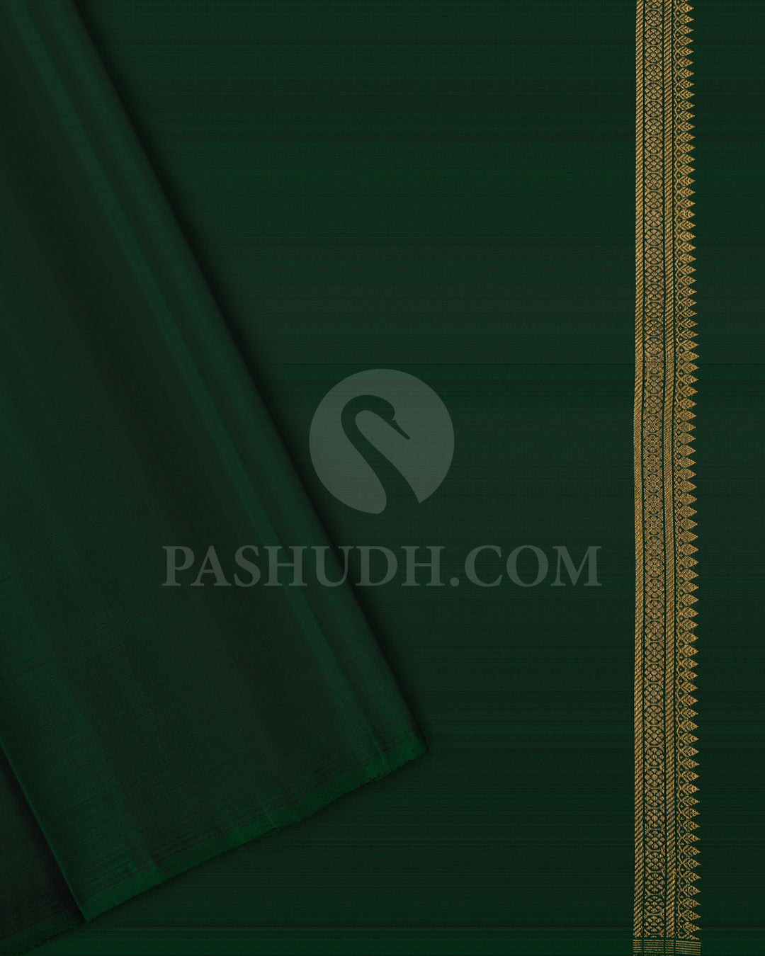 Chilly Red And Forest Green Borderless Kanjivaram Silk Saree - BKF3