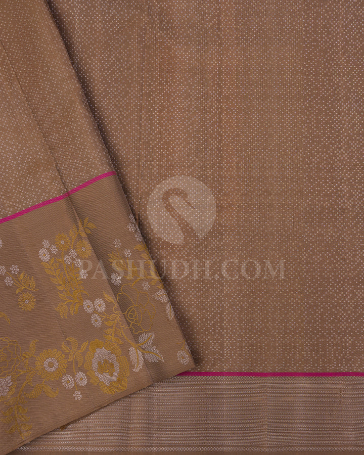 Beige And Ash Brown Kanjivaram Silk Saree - DJ344( C )