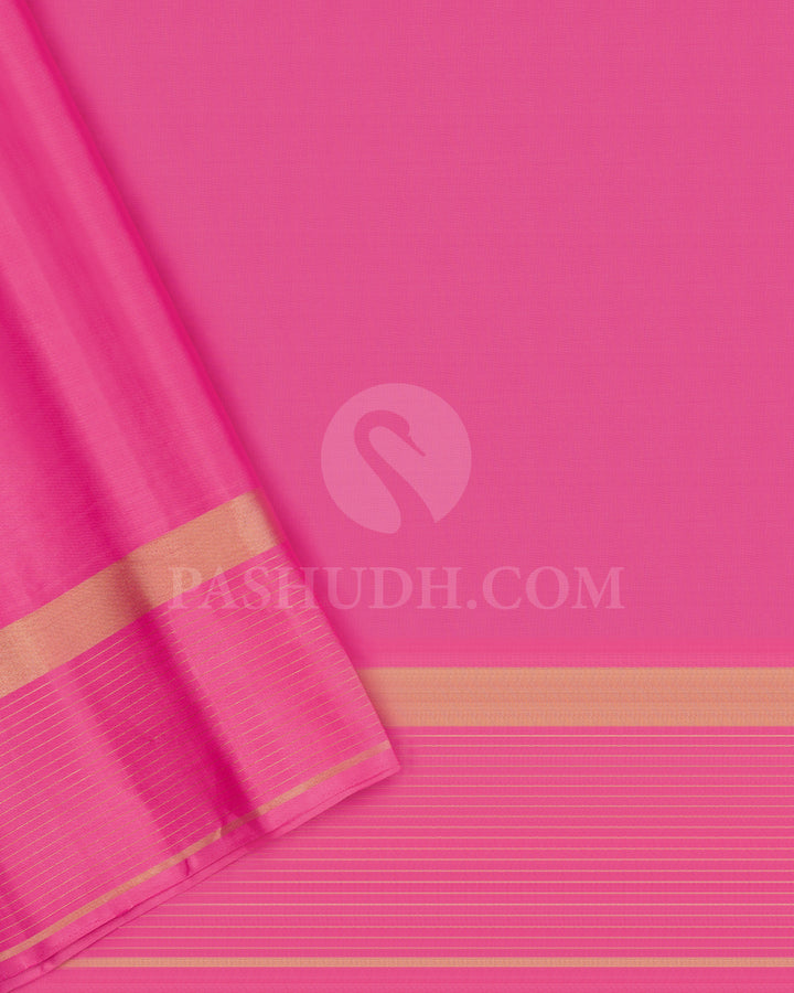 Peacock Blue and Watermelon Pink Soft Silk Saree - AC7