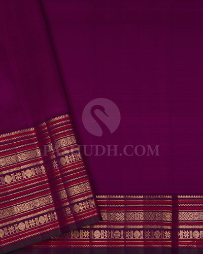 Off White, Peach And Violet Kanjivaram Silk Saree - S1413(A)