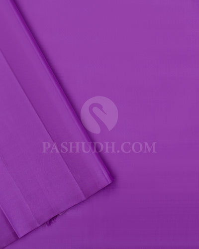 Powder Blue and Lavender Borderless Kanjivaram Silk Saree - BKF7