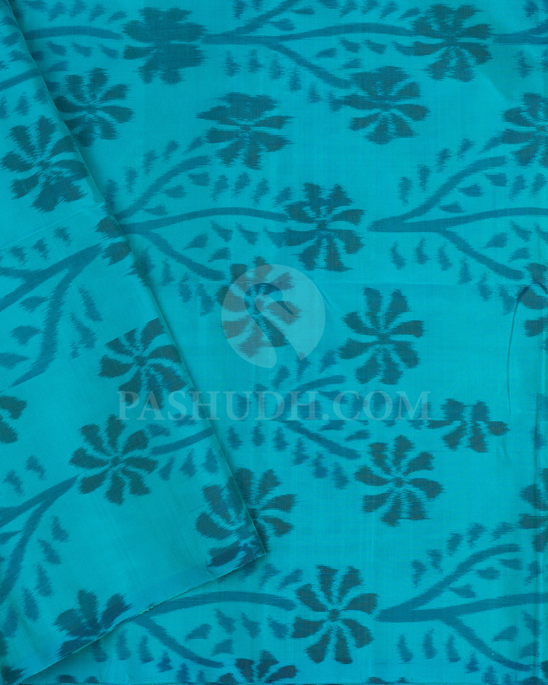 Turquoise Blue and Grey Soft Silk Saree - AC102