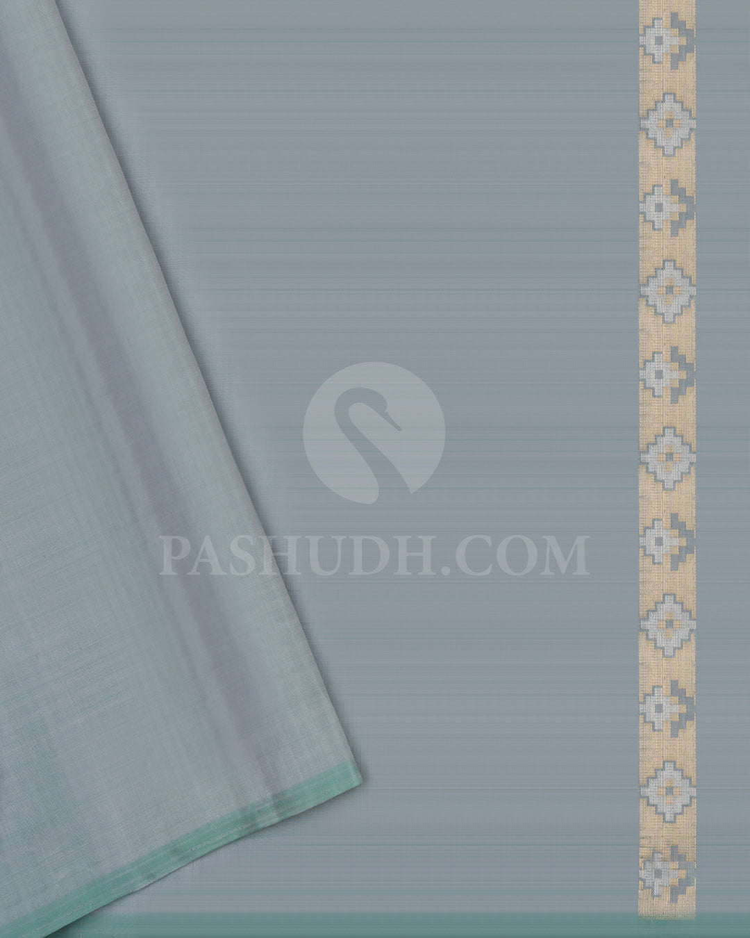 Light Green and Teal Blue Dupion Soft Silk Saree - AC70