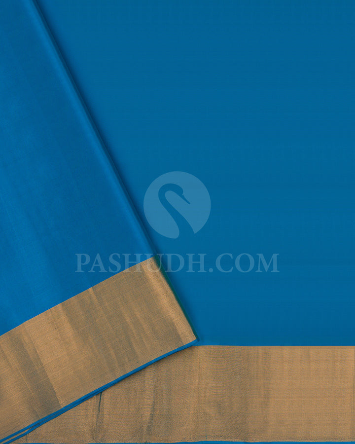 Olive Green and Anandha Blue Soft Silk Saree - AC44
