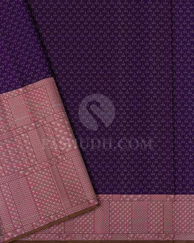 Violet, Grey And Pink Shimmer Kanjivaram Silk Saree - DJ352(A)