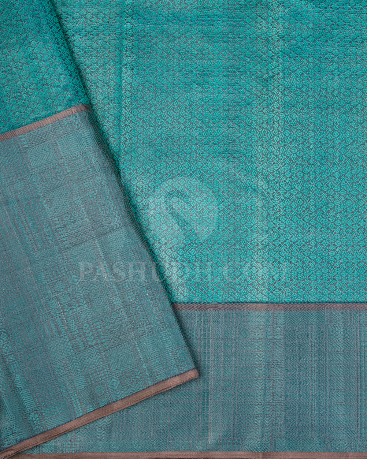 Blue And Sea Green Kanjivaram Silk Saree - D582(D)