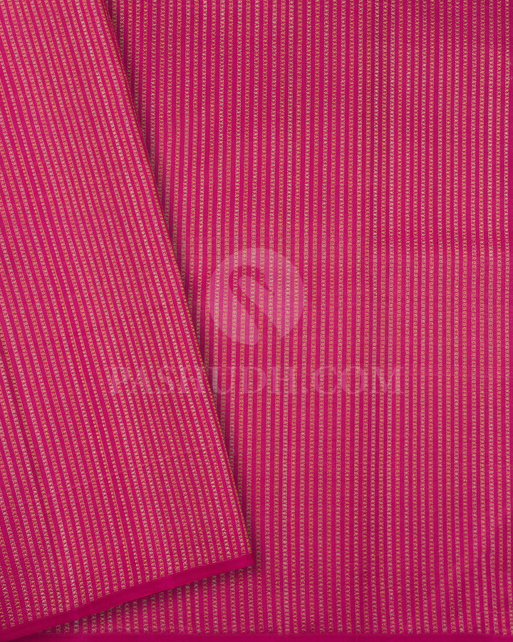 Grey And Punch Pink Borderless Kanjivaram Silk Saree - S1419(A)