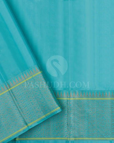 Violet Blue And Mild Turquoise Kanjivaram Silk Saree - D604(A)