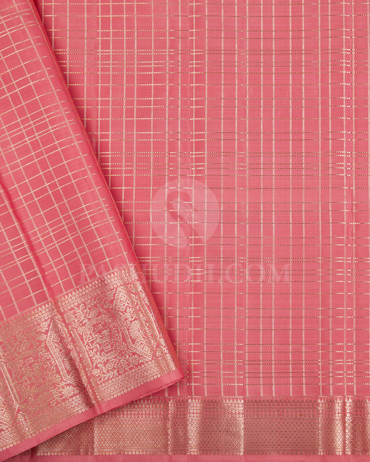 Pink, Red, Green And Peachy Pink Kanjivaram Silk Saree - S1388(A)