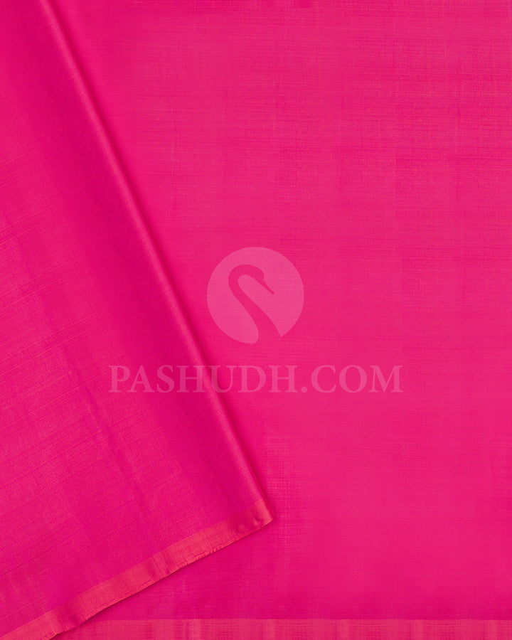 Moss Green and Peachy Pink Soft Silk Saree - AC58