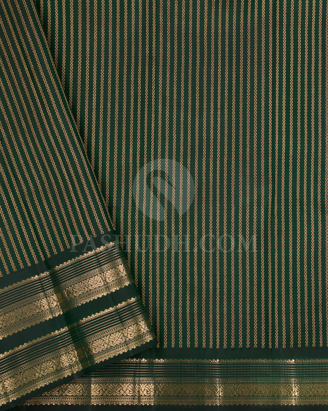 Bottle Green Kanjivaram Silk Saree - S1370( A )