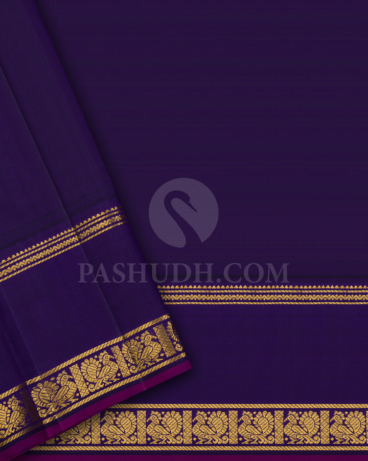 Grey And Midnight Blue Kanjivaram Silk Saree - BKF21