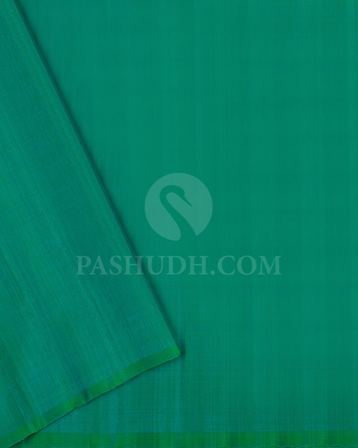 Blue Green Dupion Soft Silk Saree - AC92