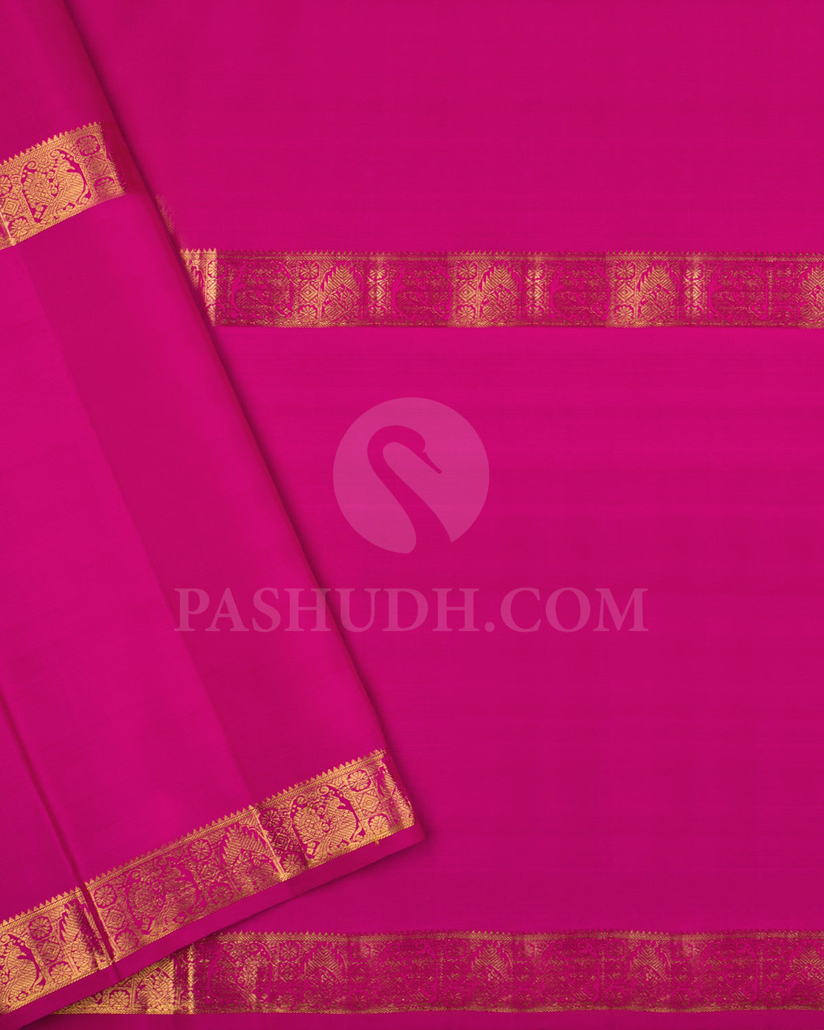 Pink Shot Orange And Rani Pink Traditional Kanjivaram Silk Saree - SVJ75