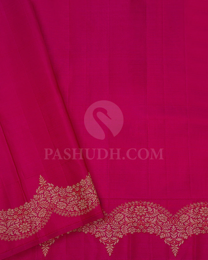 Bottle Green And Rani Pink Kanjivaram Silk Saree - S1401(A)