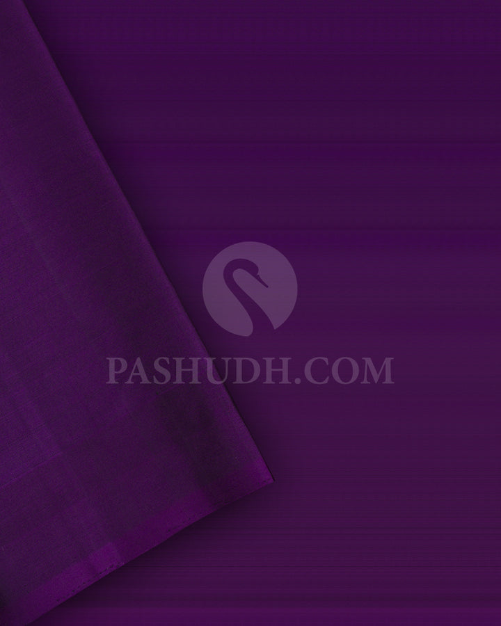 Parrot Green and Violet Soft Silk Saree - AC29