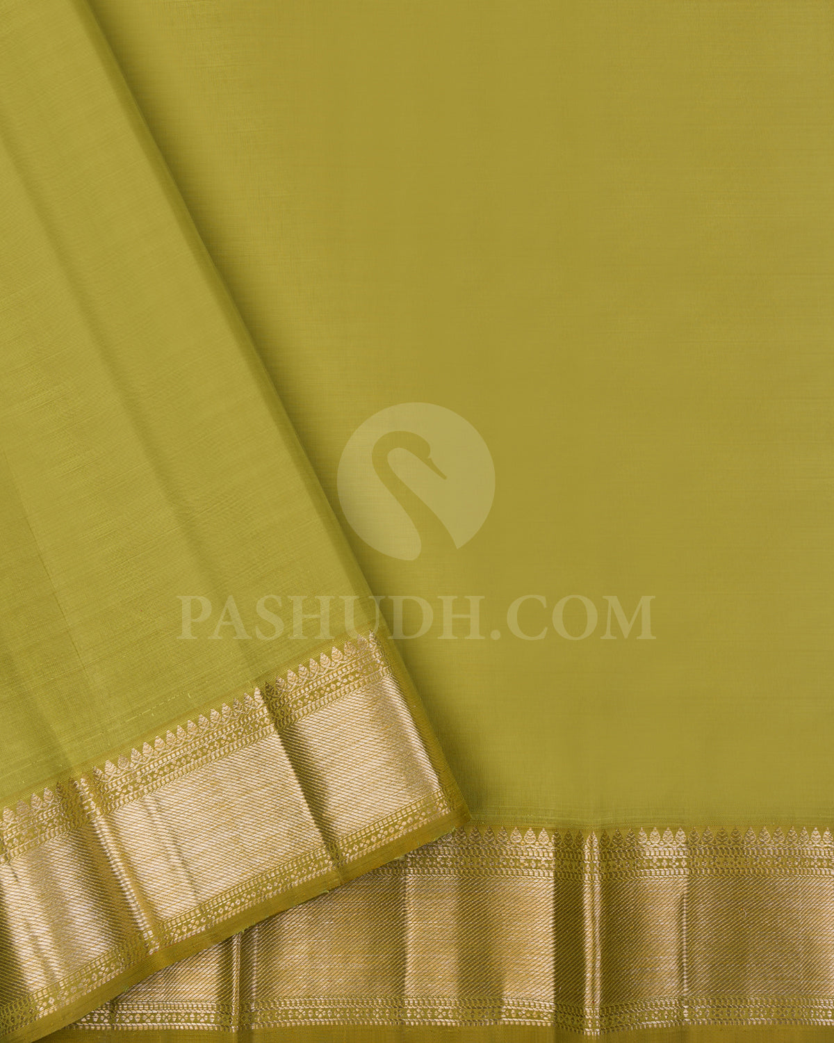 Gold And Leaf Green Shimmer Organza Kanjivaram Silk Saree - S1175(D)