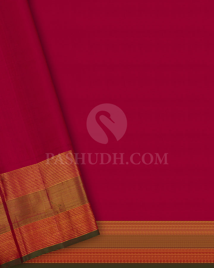 Beige And Red Kanjivaram Silk Saree - BKF20