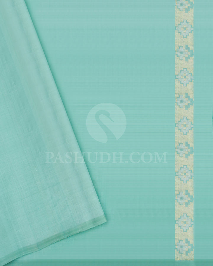Lavender and Cyan Dupion Soft Silk Saree - AC68